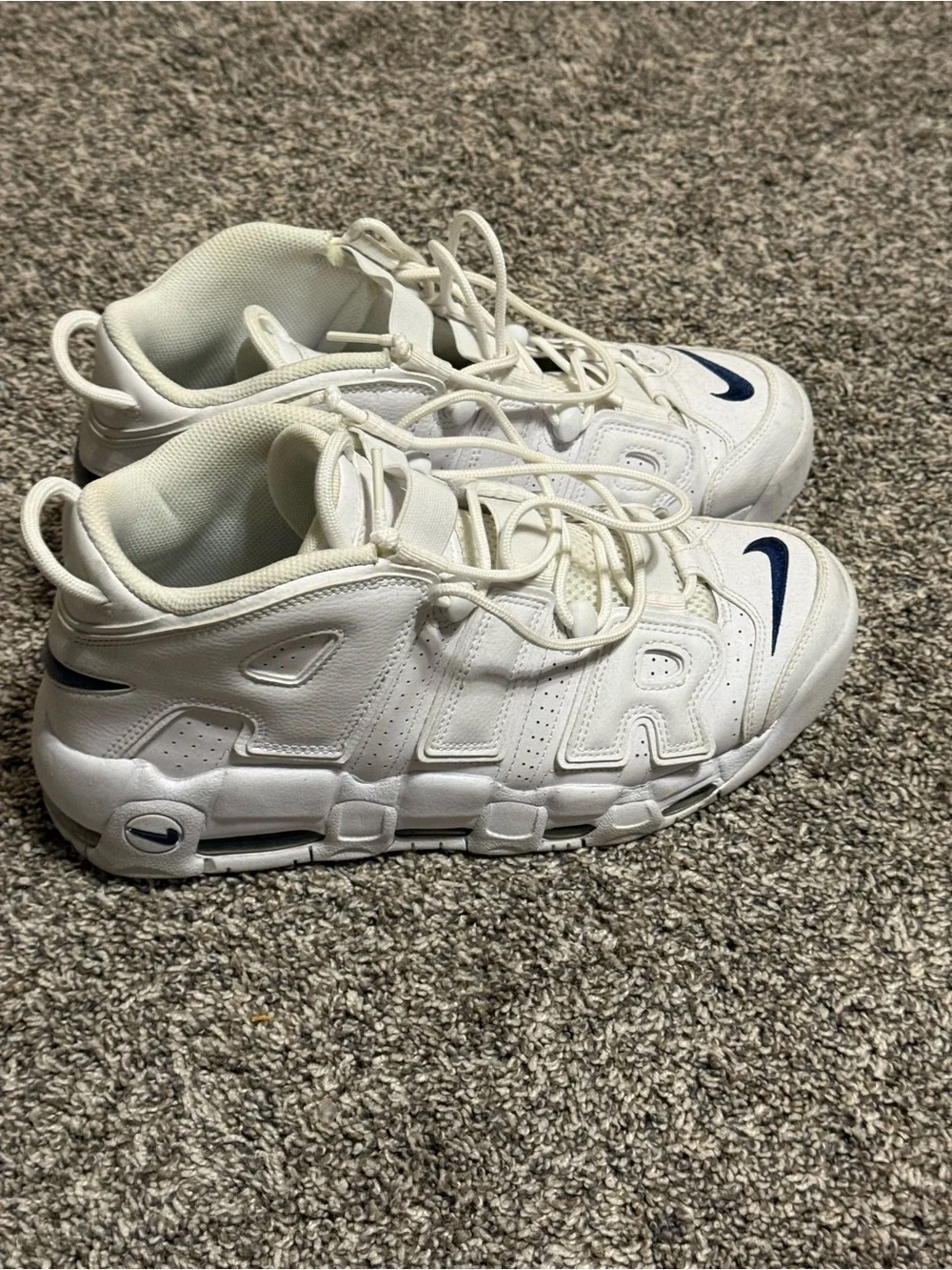 Nike White and Black Men’s Air More Uptempo Sneakers